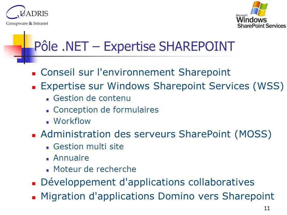 Pôle .NET – Expertise SHAREPOINT