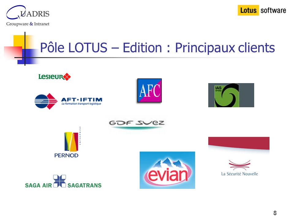 Pôle LOTUS – Edition : Principaux clients