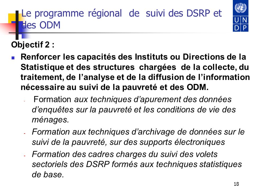 Le programme régional de suivi des DSRP et des ODM