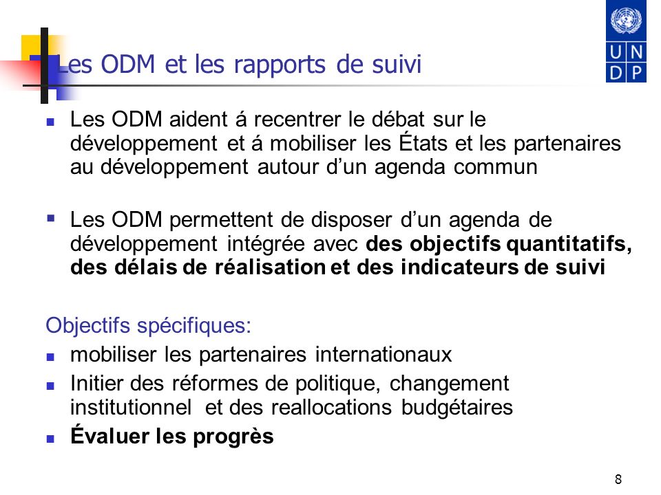 Les ODM et les rapports de suivi