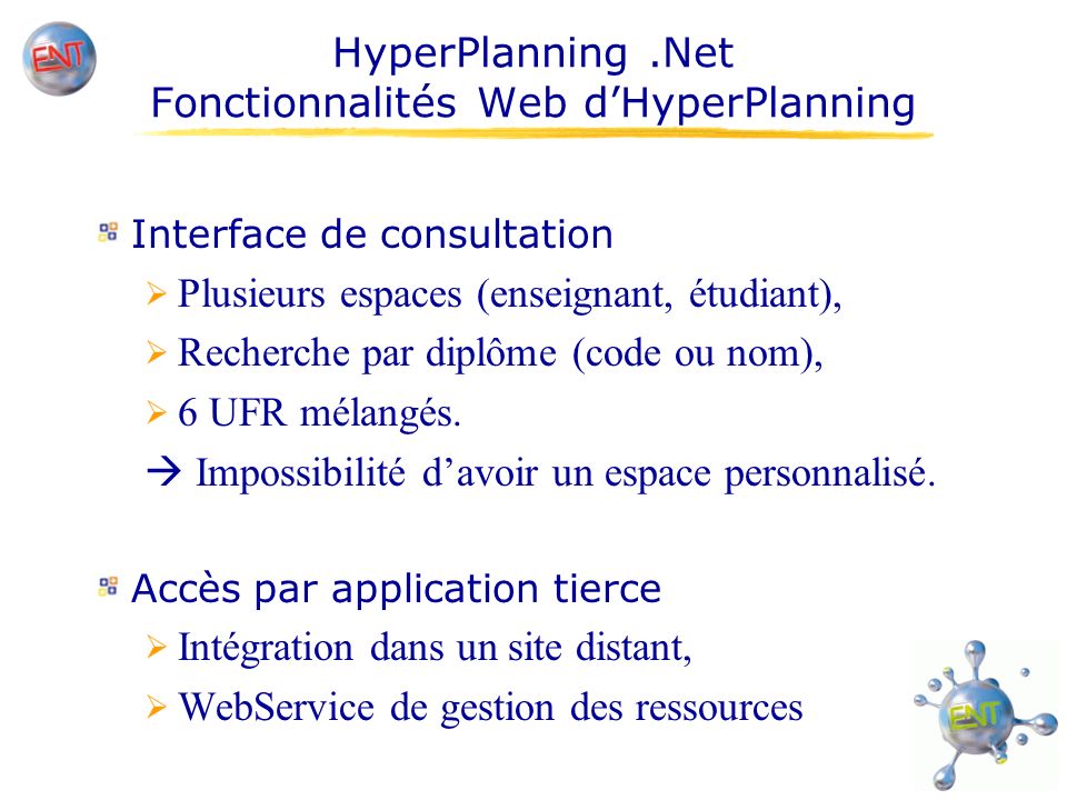 HyperPlanning .Net Fonctionnalités Web d’HyperPlanning