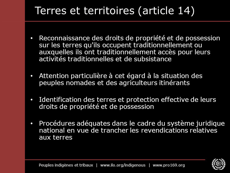 Terres et territoires (article 14)