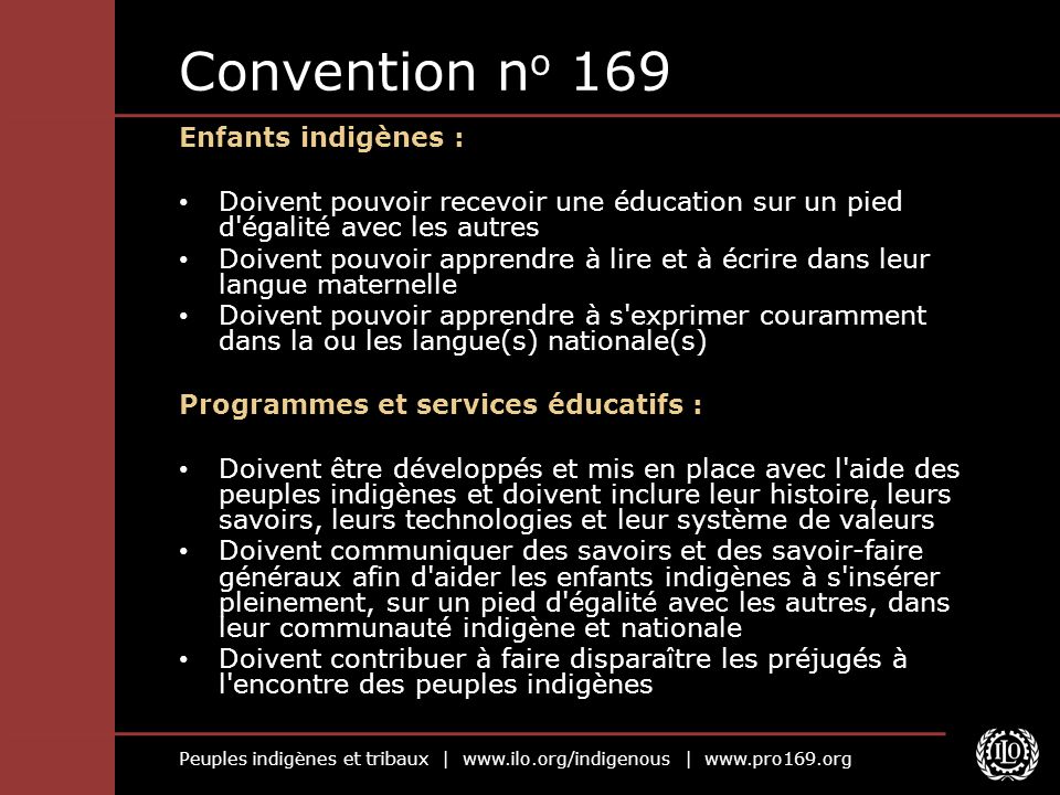 Convention no 169 Enfants indigènes :
