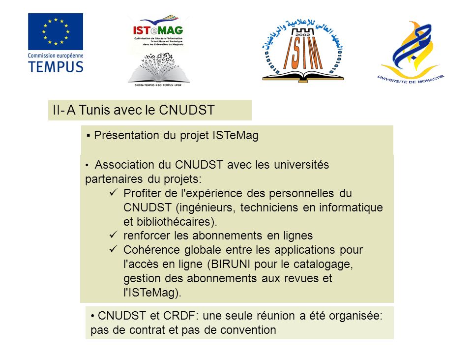II- A Tunis avec le CNUDST