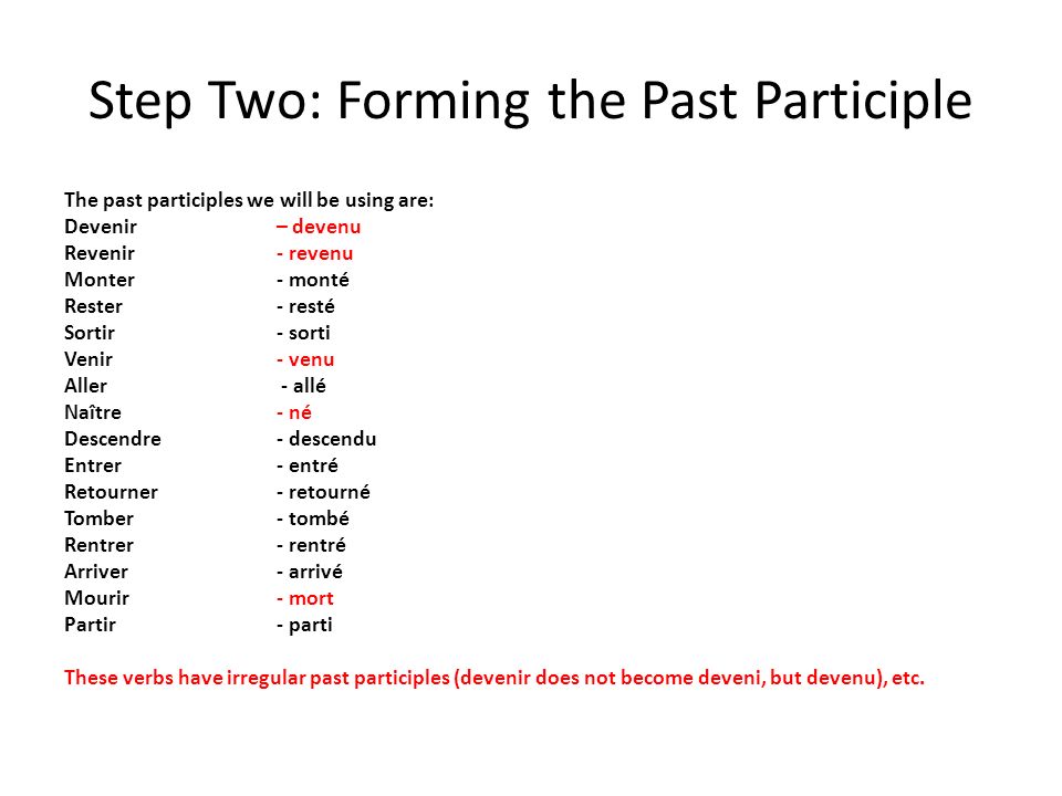 Step Two: Forming the Past Participle