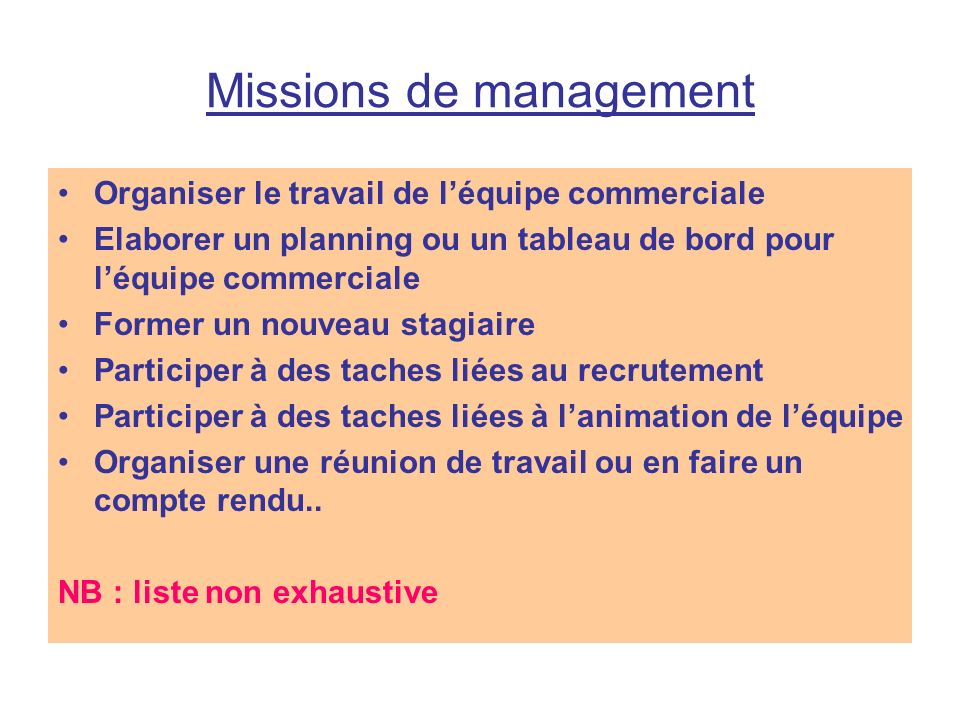 Missions de management