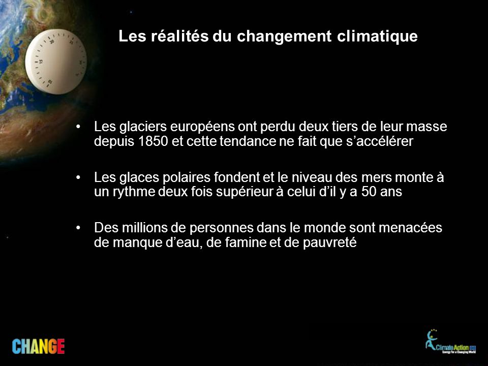 Les réalités du changement climatique