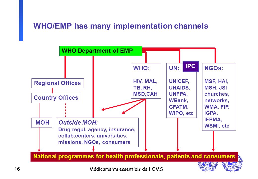 WHO/EMP has many implementation channels