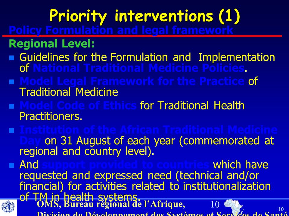 Priority interventions (1)