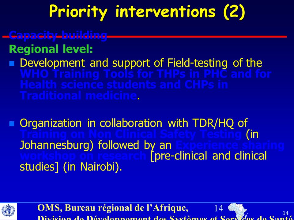 Priority interventions (2)