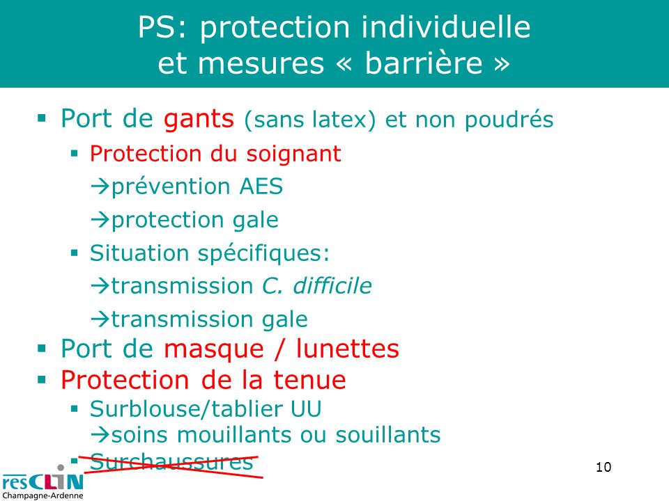 PS: protection individuelle et mesures « barrière »