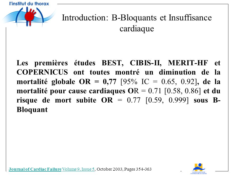 Introduction: B-Bloquants et Insuffisance cardiaque