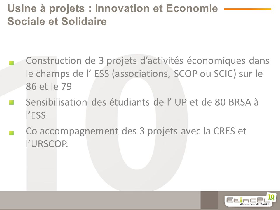Usine à projets : Innovation et Economie Sociale et Solidaire