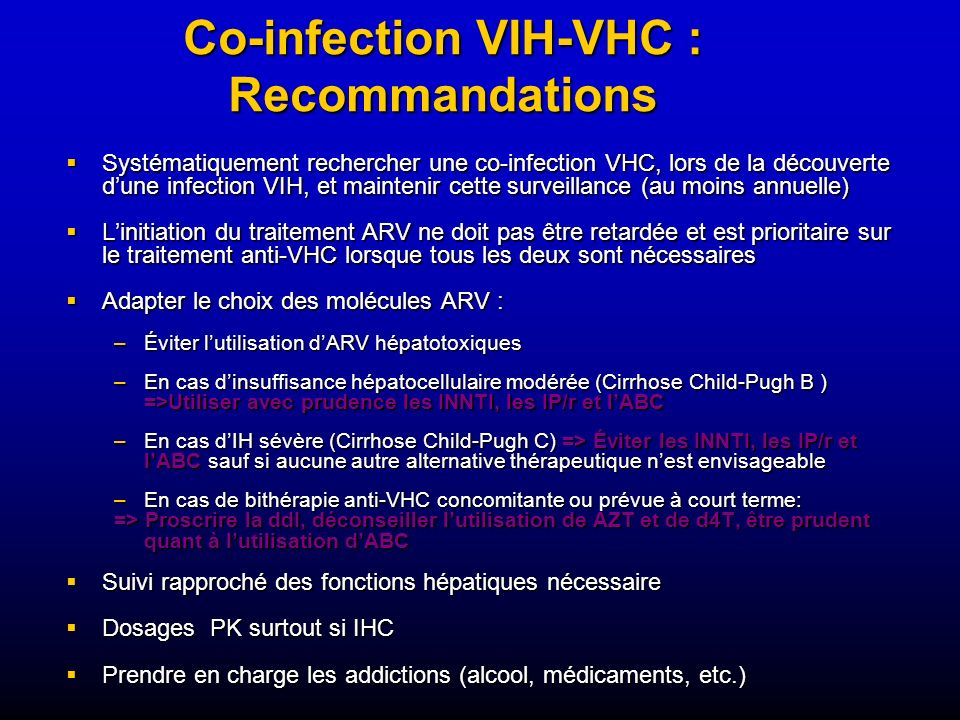 Co-infection VIH-VHC : Recommandations