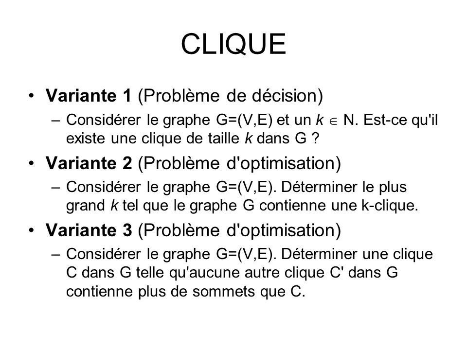 CLIQUE Variante 1 (Problème de décision)