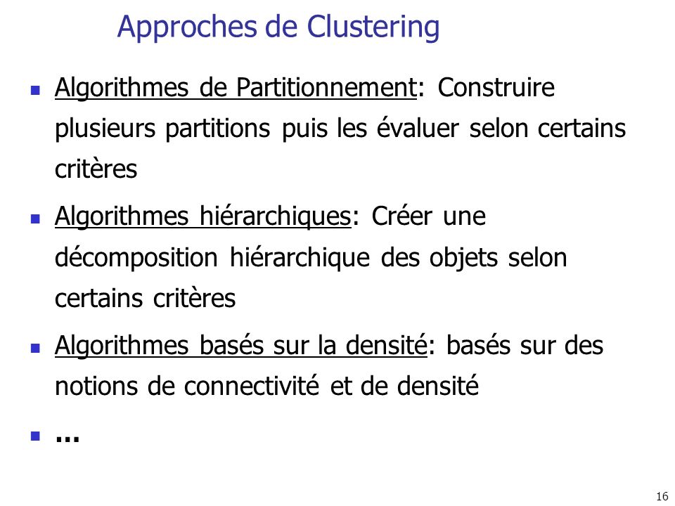 Approches de Clustering