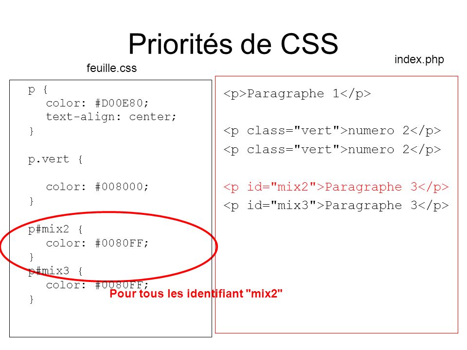 Priorités de CSS <p>Paragraphe 1</p>