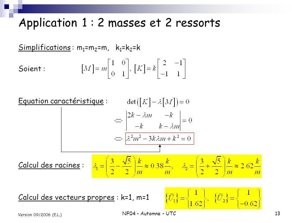 Application 1 : 2 masses et 2 ressorts