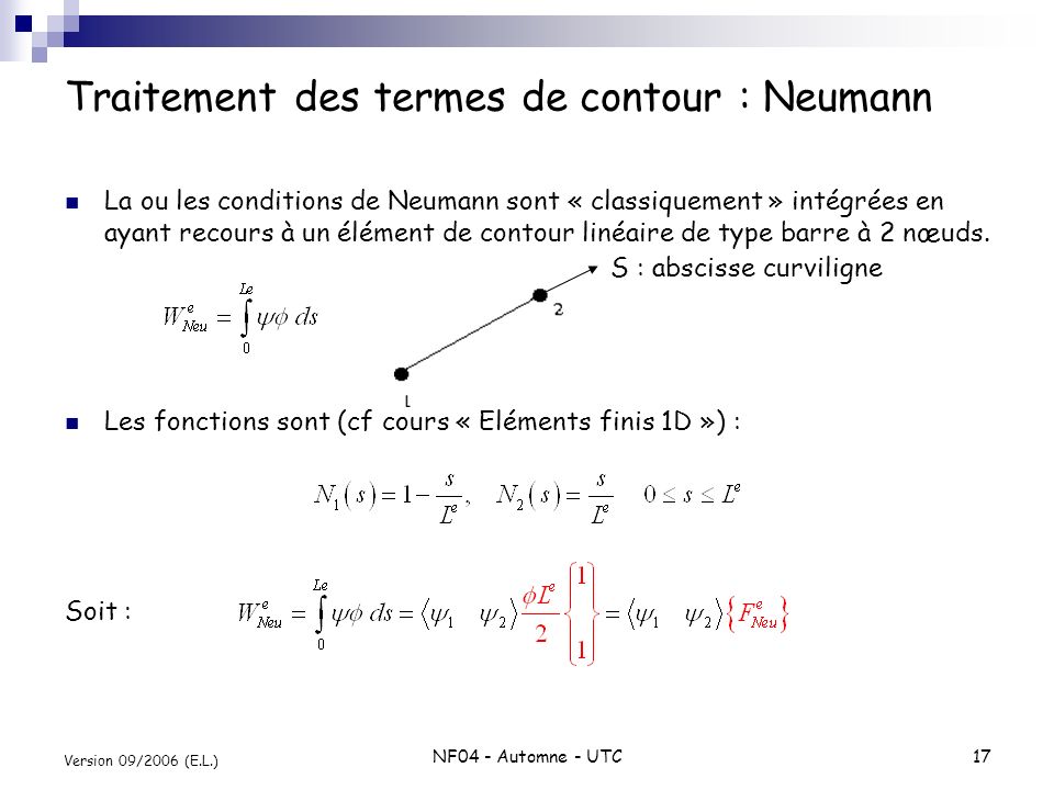 Traitement des termes de contour : Neumann