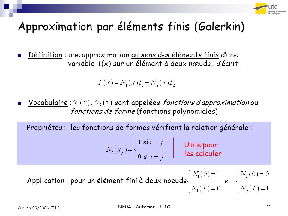 Approximation par éléments finis (Galerkin)