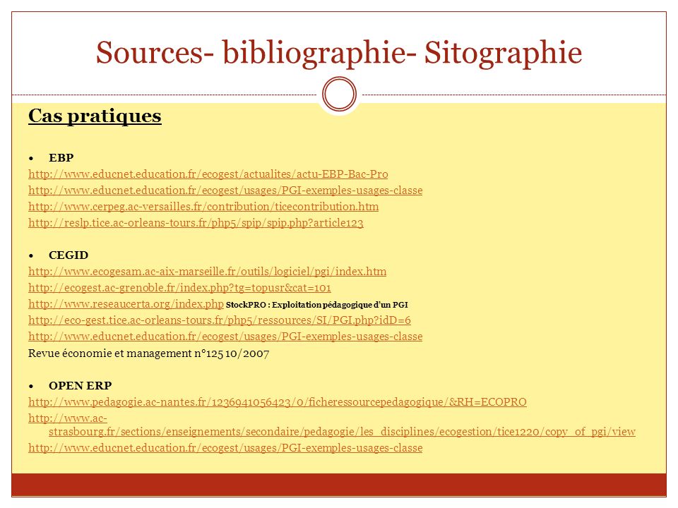 Sources- bibliographie- Sitographie