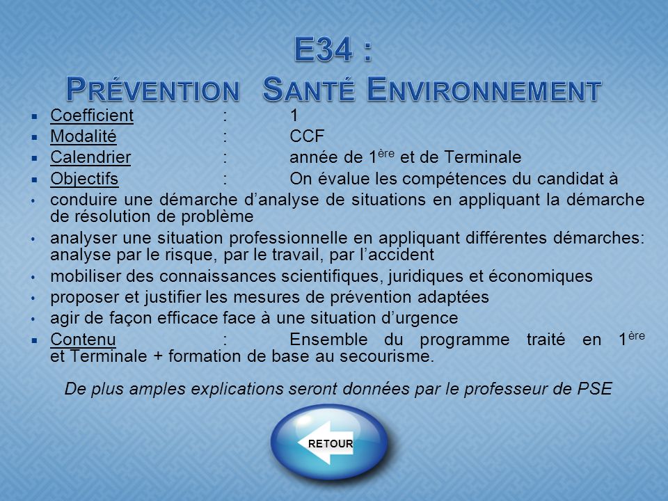 E34 : Prévention Santé Environnement