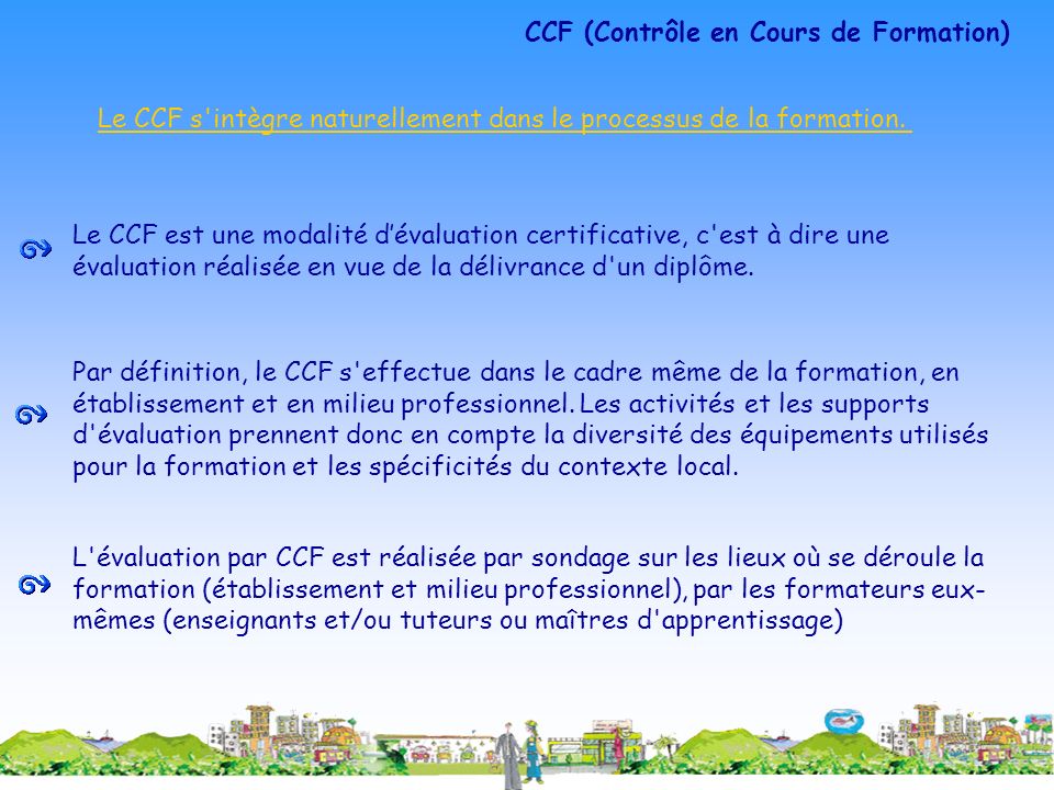 CCF (Contrôle en Cours de Formation)