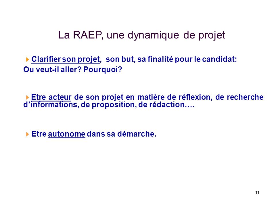 La RAEP, une dynamique de projet