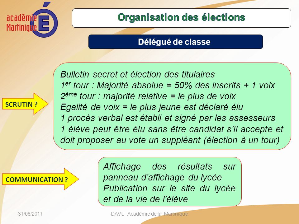 Organisation des élections