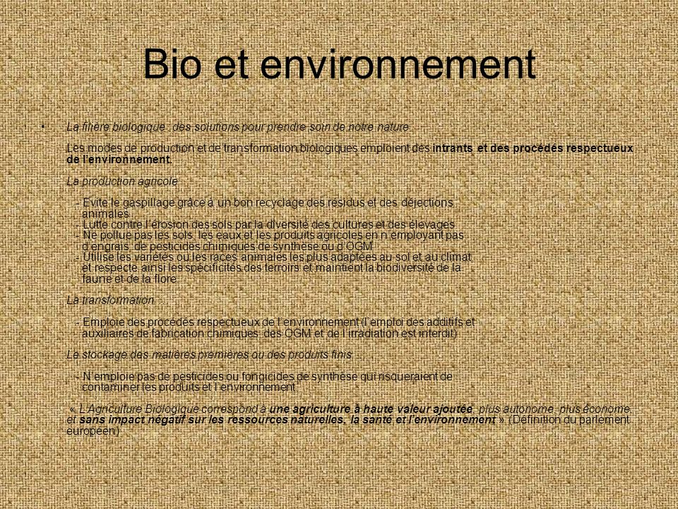 Bio et environnement