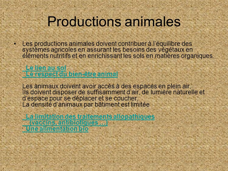 Productions animales