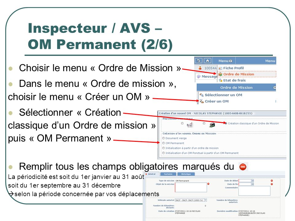 Inspecteur / AVS – OM Permanent (2/6)