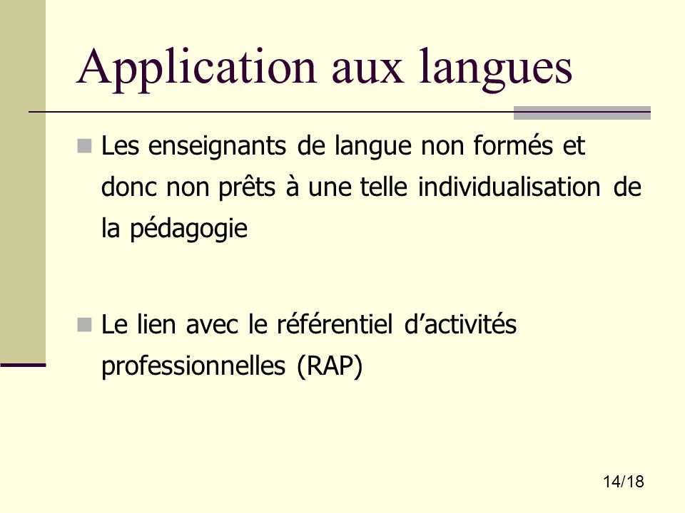 Application aux langues