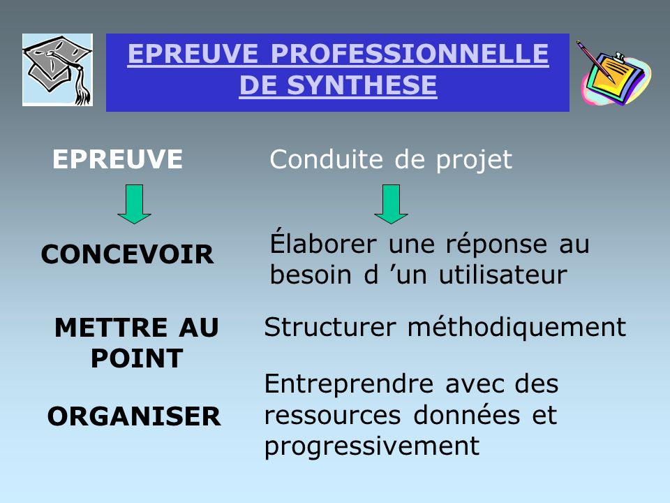 EPREUVE PROFESSIONNELLE DE SYNTHESE