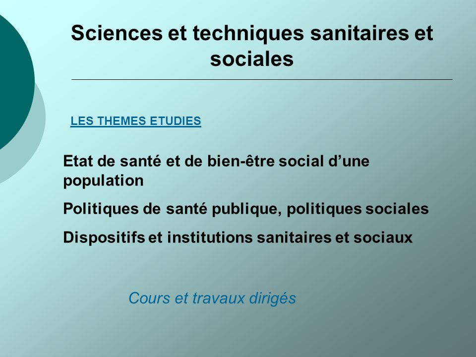 Sciences et techniques sanitaires et sociales