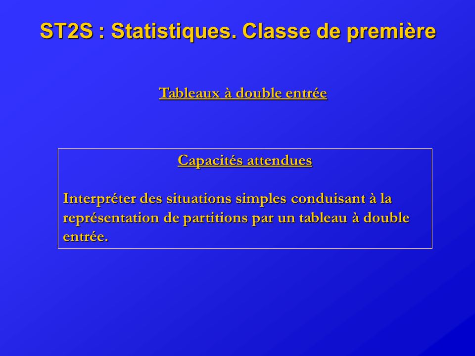 ST2S : Statistiques. Classe de première