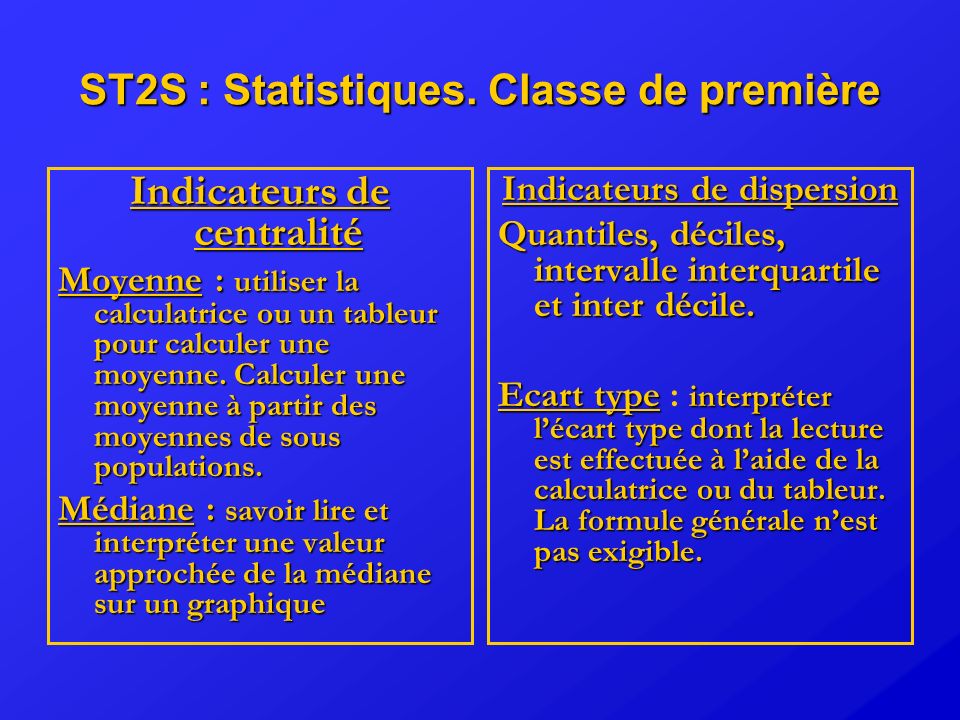 ST2S : Statistiques. Classe de première