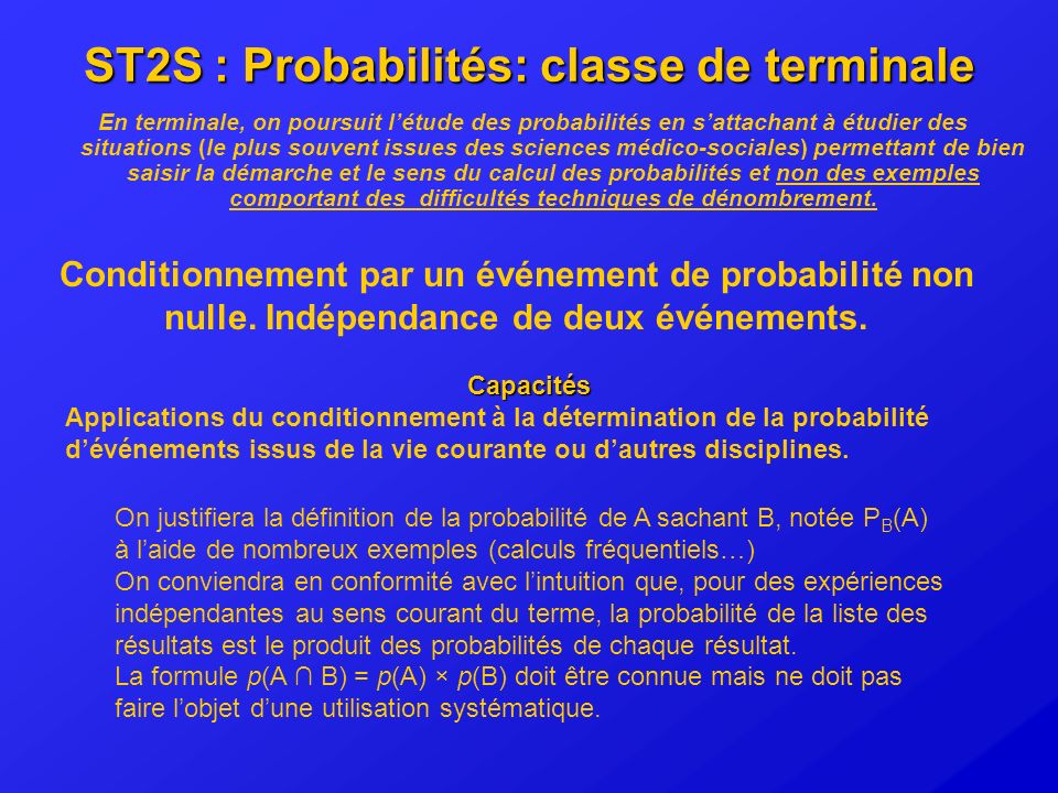 ST2S : Probabilités: classe de terminale