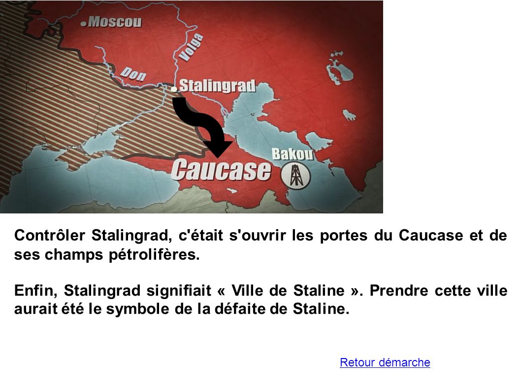 Contrôler Stalingrad, c était s ouvrir les portes du Caucase et de ses champs pétrolifères.