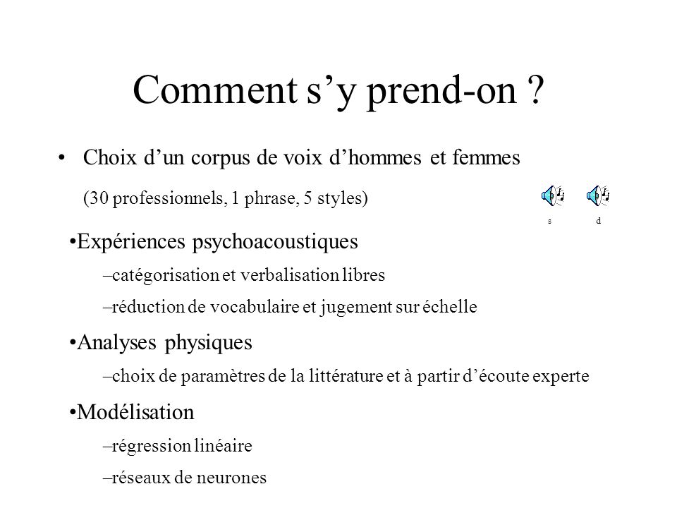 Comment s’y prend-on (30 professionnels, 1 phrase, 5 styles)