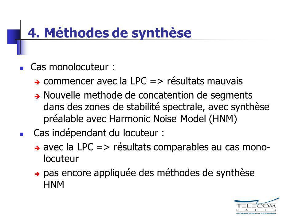 4. Méthodes de synthèse Cas monolocuteur :