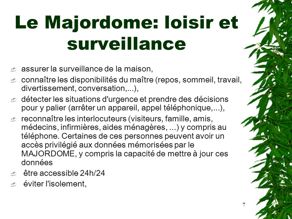 Le Majordome: loisir et surveillance