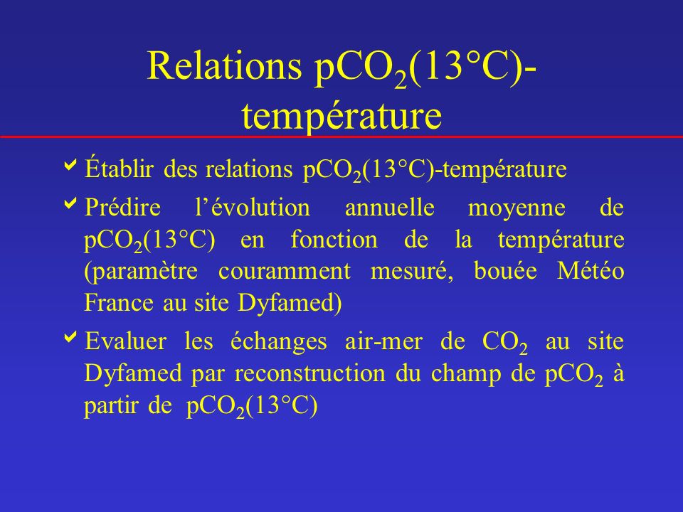 Relations pCO2(13°C)-température
