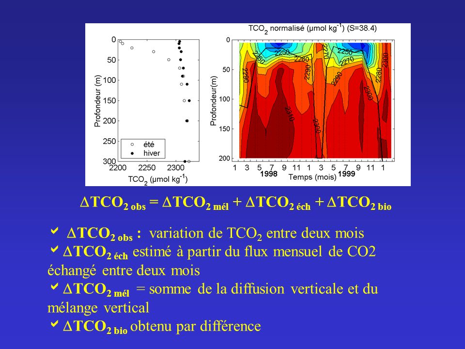 TCO2 obs = TCO2 mél + TCO2 éch + TCO2 bio
