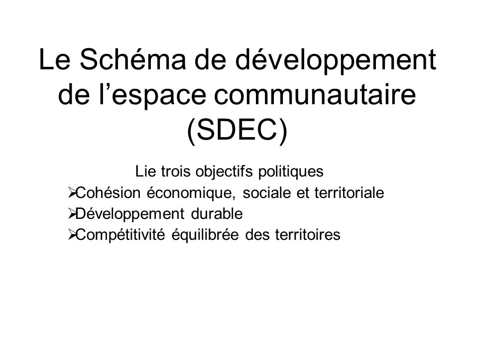 Le Schéma de développement de l’espace communautaire (SDEC)