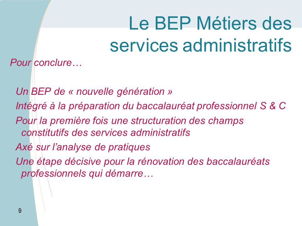Le BEP Métiers des services administratifs