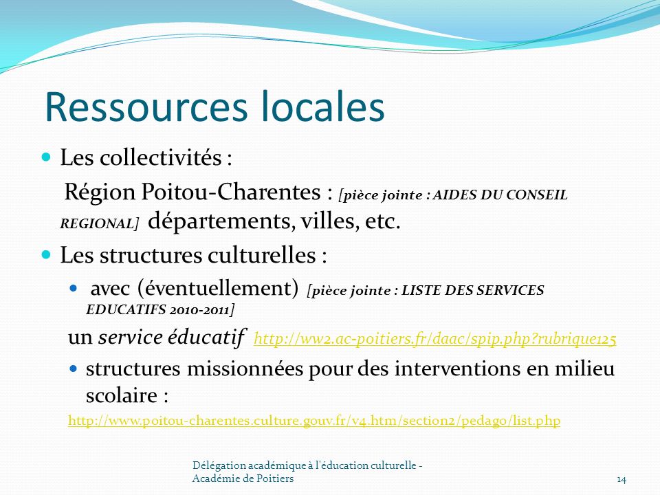 Ressources locales Les collectivités :