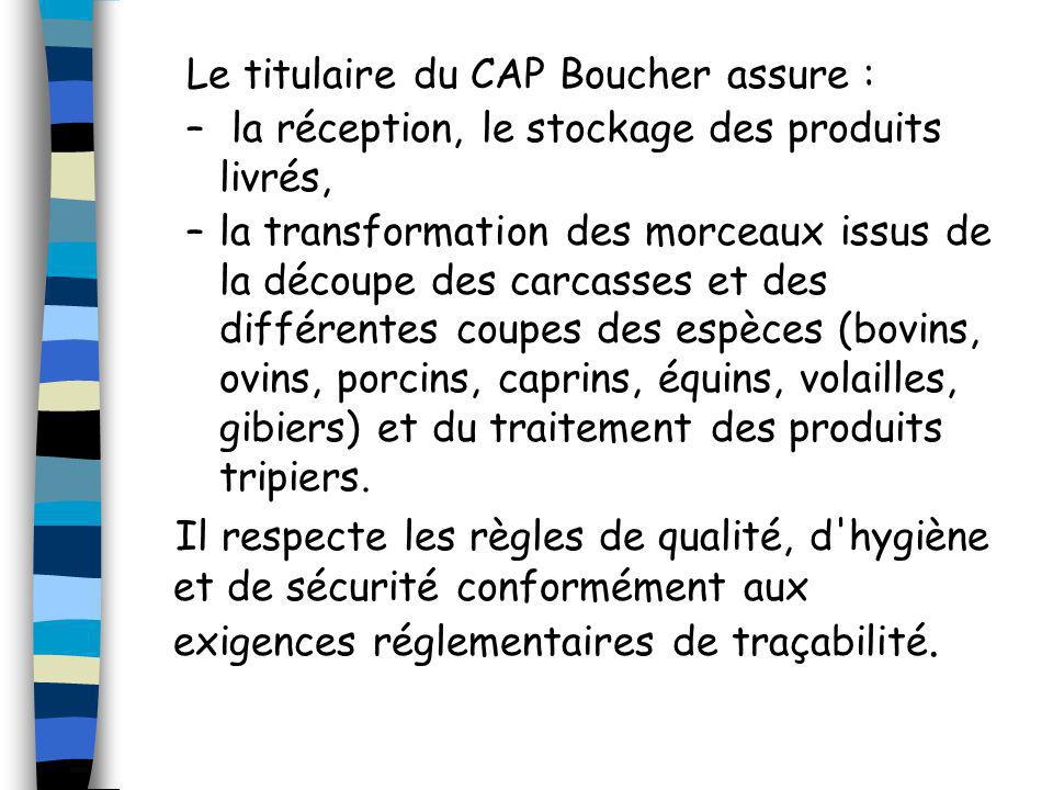 Le titulaire du CAP Boucher assure :