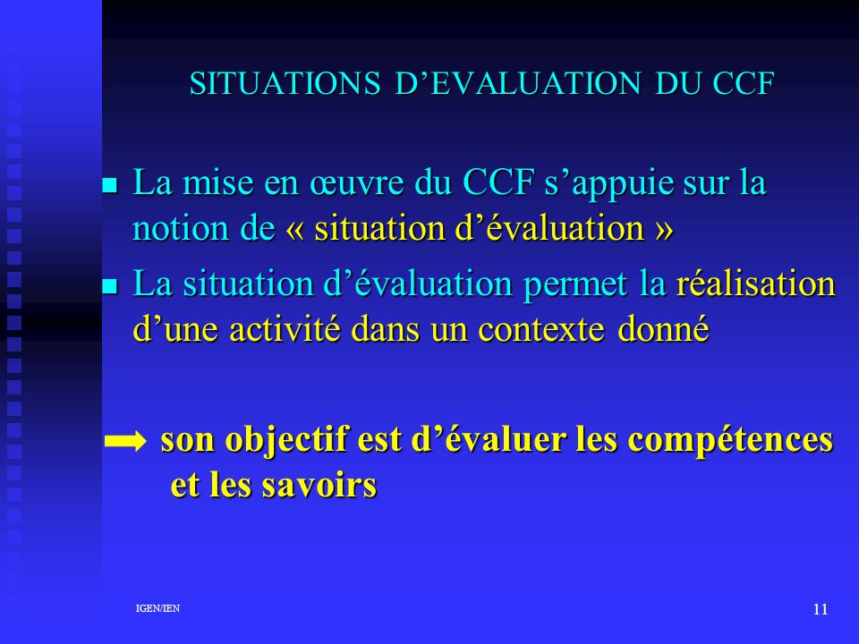 SITUATIONS D’EVALUATION DU CCF
