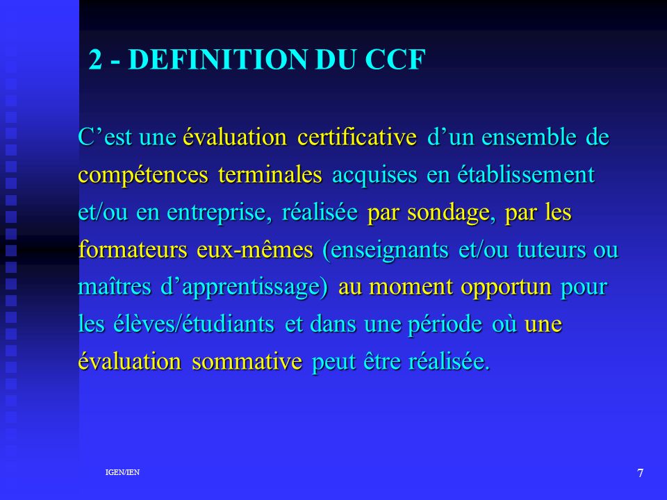 2 - DEFINITION DU CCF